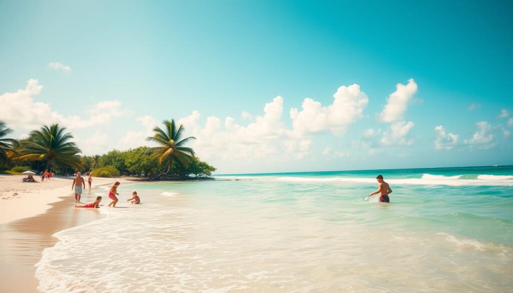 A tranquil, sun-drenched beach scene in Florida, with turquoise waters lapping gently against the golden shoreline. In the foreground, families frolic in the shallows, building sandcastles and splashing joyfully. The middle ground features a lush palm grove, swaying in a light, salty breeze. In the background, a vibrant azure sky stretches out, dotted with fluffy white clouds. The lighting is soft and diffused, creating a warm, inviting atmosphere perfect for a family beach day. The composition is balanced, with a sense of depth and harmony, capturing the essence of Florida's finest family-friendly beaches. A tranquil, sun-drenched beach scene in Florida, with turquoise waters lapping gently against the golden shoreline. In the foreground, families frolic in the shallows, building sandcastles and splashing joyfully. The middle ground features a lush palm grove, swaying in a light, salty breeze. In the background, a vibrant azure sky stretches out, dotted with fluffy white clouds. The lighting is soft and diffused, creating a warm, inviting atmosphere perfect for a family beach day. The composition is balanced, with a sense of depth and harmony, capturing the essence of Florida's finest family-friendly beaches.