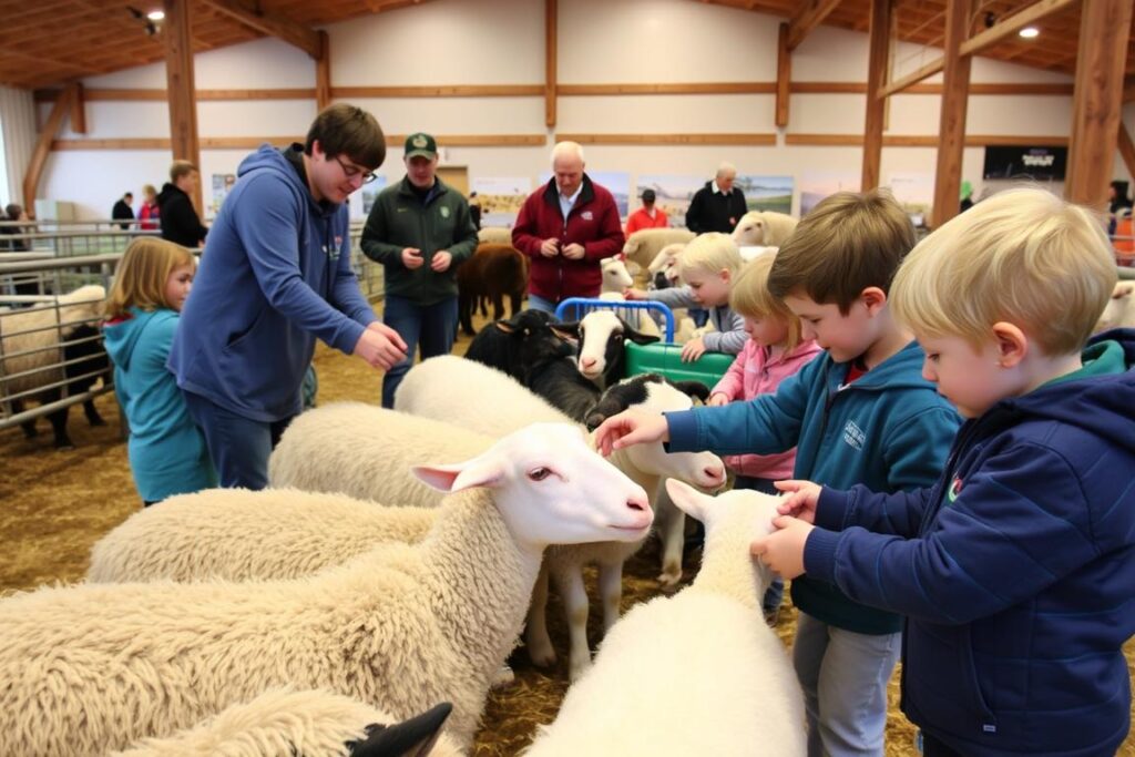Children petting farm animals at the Canada Agriculture and Food Museum Children petting farm animals at the Canada Agriculture and Food Museum