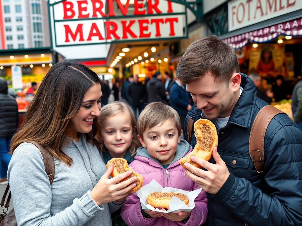 Family enjoying BeaverTails pastry at ByWard Market in Ottawa Family enjoying BeaverTails pastry at ByWard Market in Ottawa